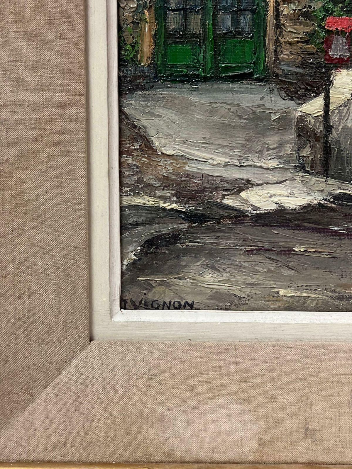 Josine Vignon1960s French Post Impressionist Signed Oil Cafe Street Scene Cagnes Sur Mer1960s photo for sale