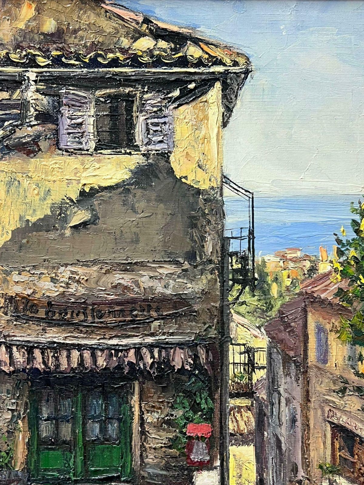 Josine Vignon1960s French Post Impressionist Signed Oil Cafe Street Scene Cagnes Sur Mer1960s photo Art