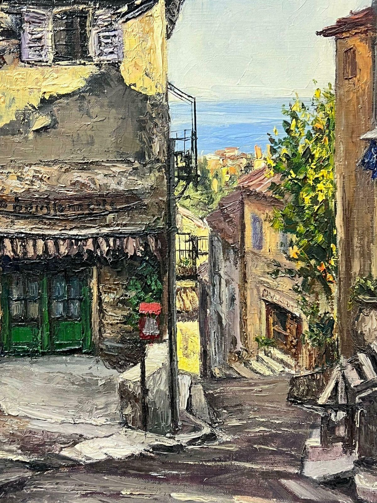 Josine Vignon1960s French Post Impressionist Signed Oil Cafe Street Scene Cagnes Sur Mer1960s photo 970.0