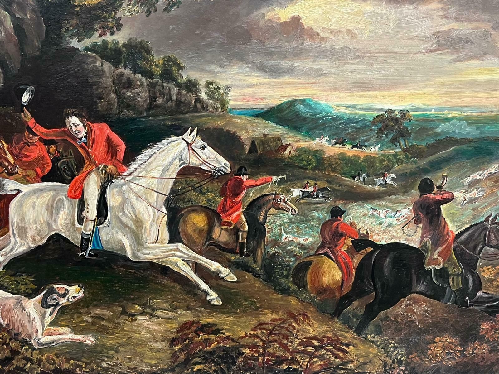 Michael Constable (20th Century British School)classic English Fox Hunting Horses Riders & Hounds In Landscape, British Oil photo for sale
