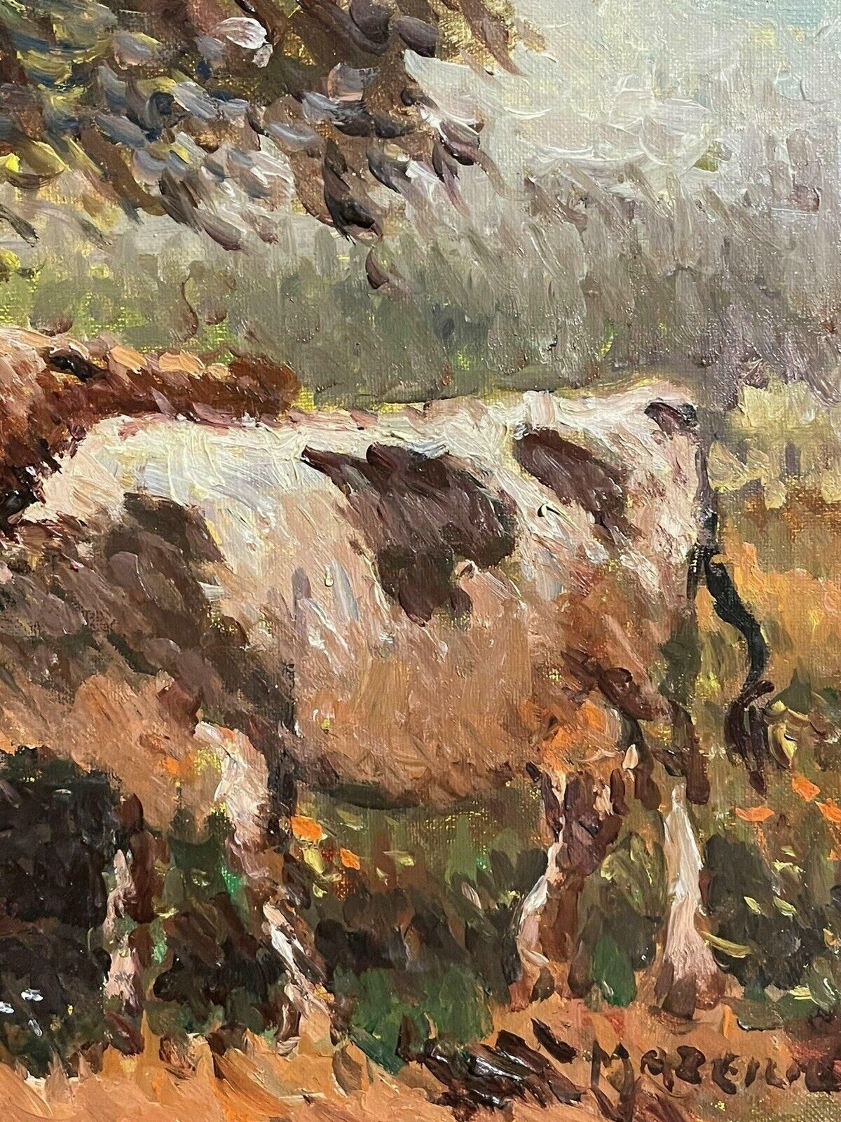 Maurice Mazeiliemaurice Mazeilie French Impressionist Signed Oil   Cattle Watering Under Tree photo Art