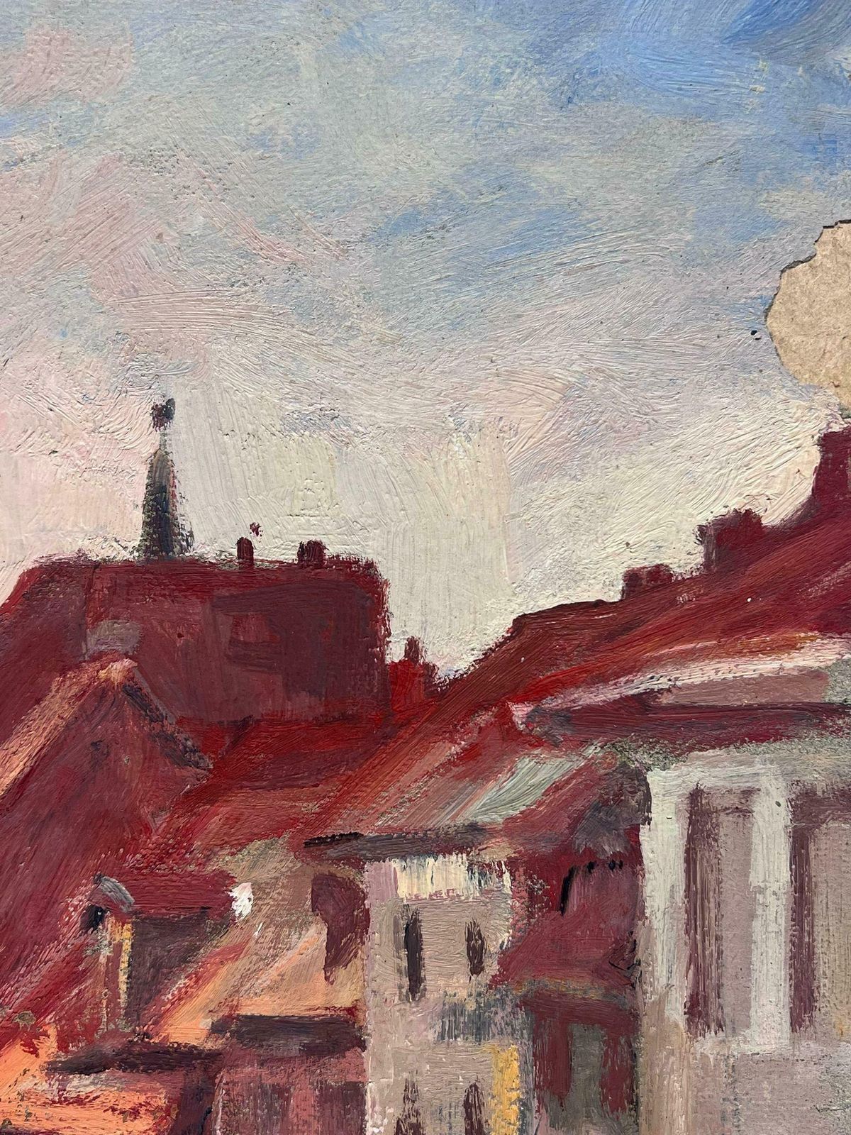 Leon Hatotvintage French Oil Painting Red Town Landscape With Figures photo 766.0