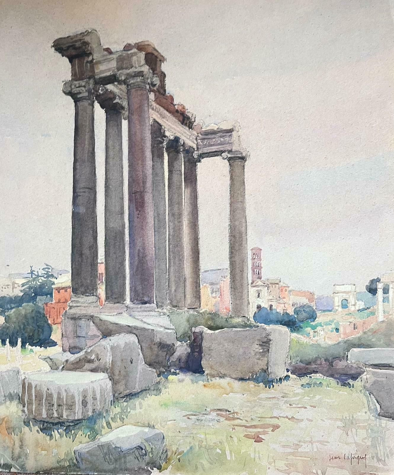 Jean Laforguemid 20th Century French Post Impressionist Signed Painting Tall Stone Monument