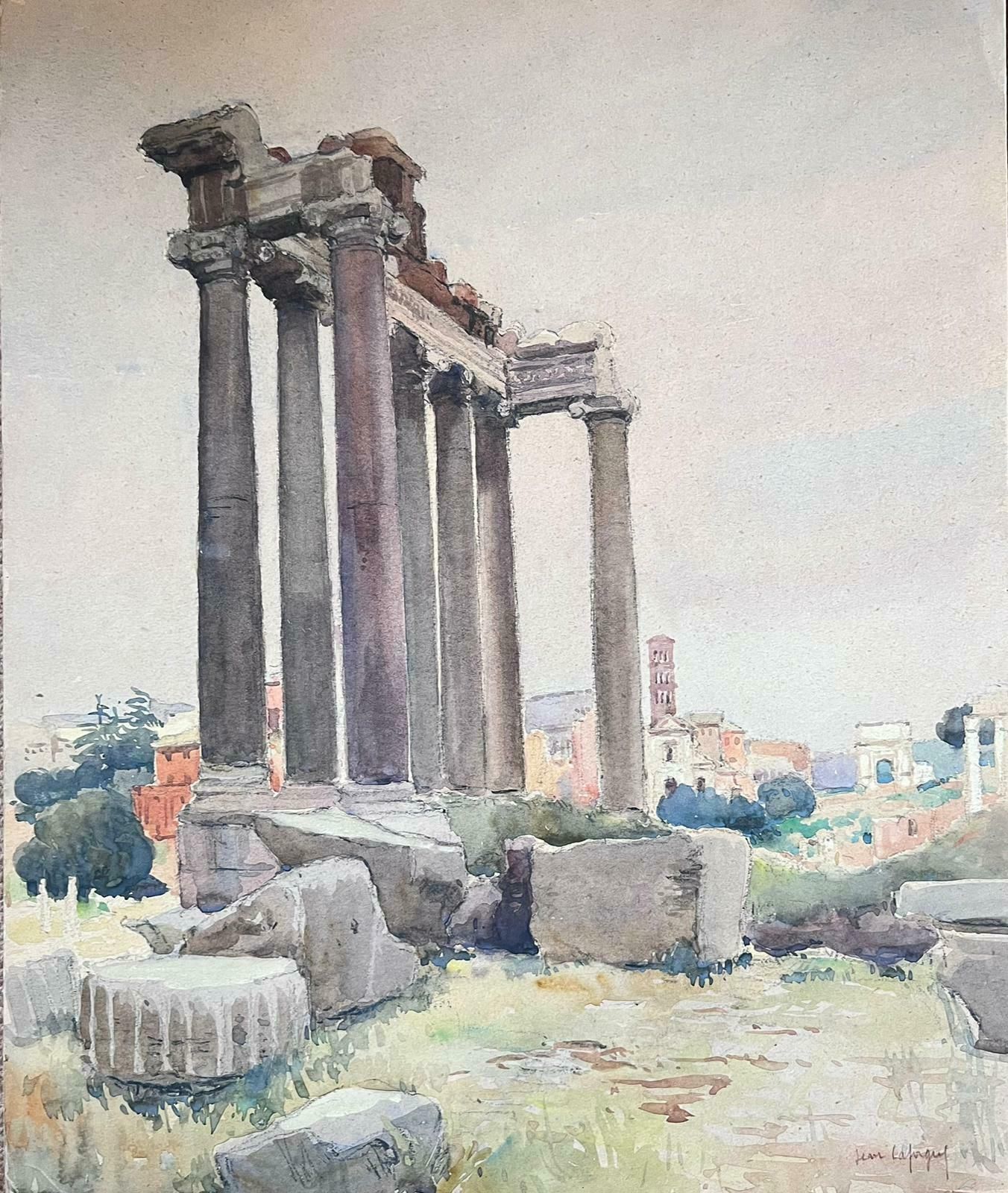 Jean Laforguemid 20th Century French Post Impressionist Signed Painting Tall Stone Monument photo for sale