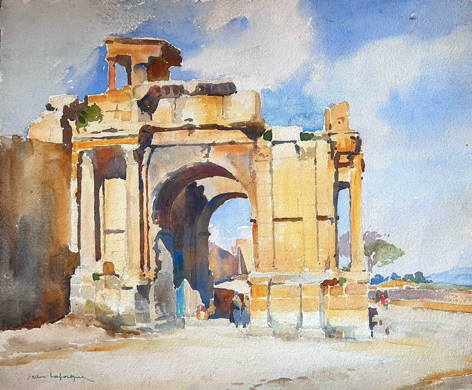Jean Laforguemid 20th Century French Post Impressionist Signed Painting Golden Building Ruins