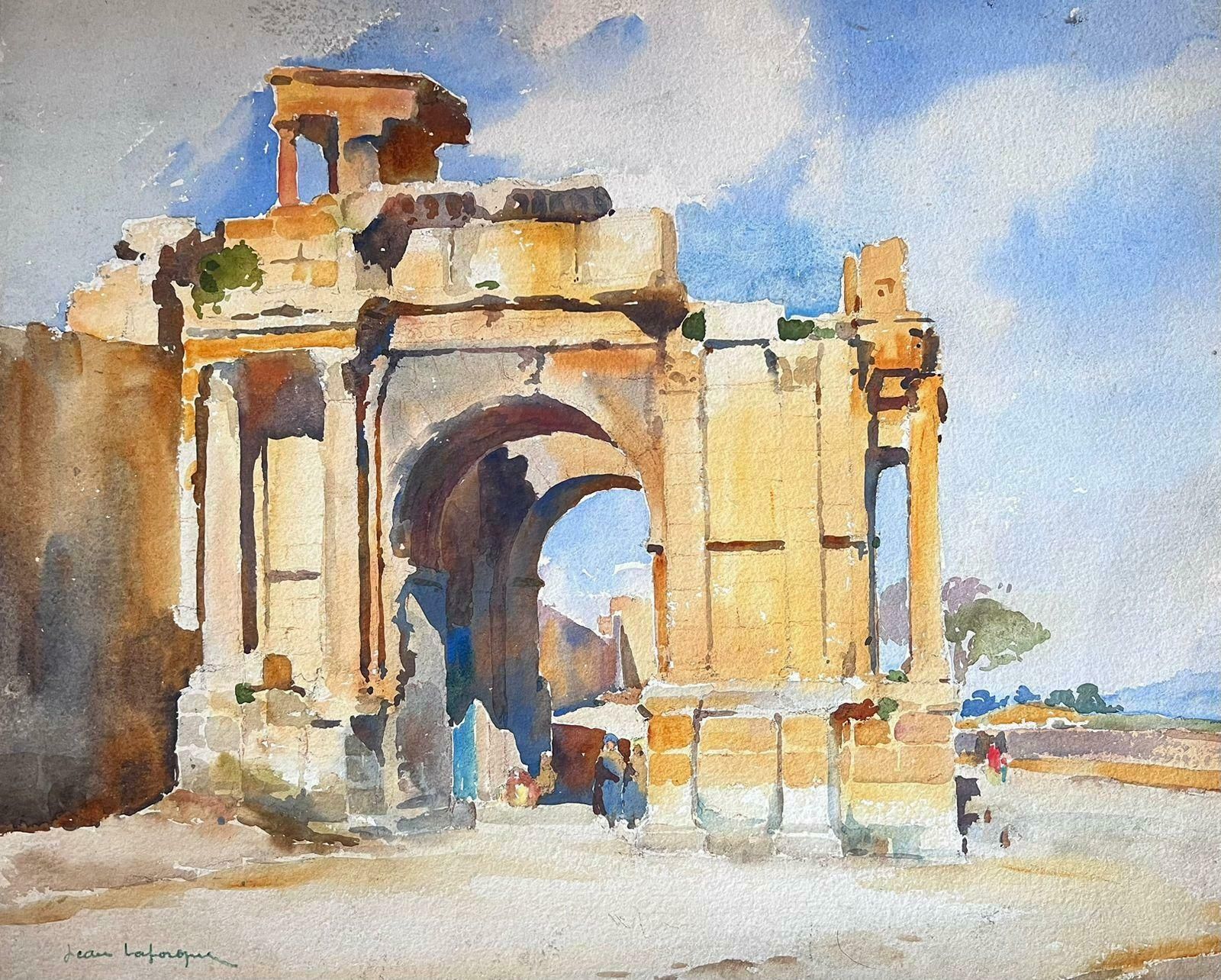 Jean Laforguemid 20th Century French Post Impressionist Signed Painting Golden Building Ruins photo furniture