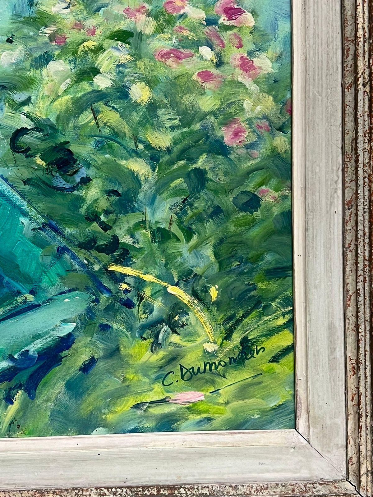 C. Dumontierthe Waterlily Pond At Giverny Signed French Impressionist Framed Oil Painting photo for sale