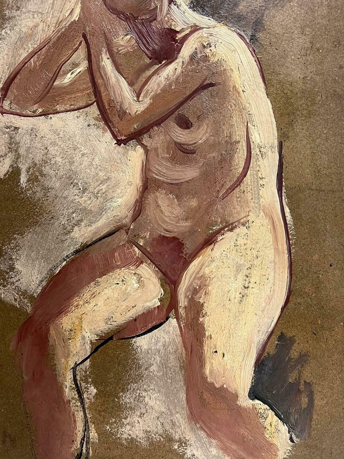 Maurice Georges Ponceletstudy Of Nude Lady 1900's French Impressionist Oil Painting Working Sketch1900's photo 512.0