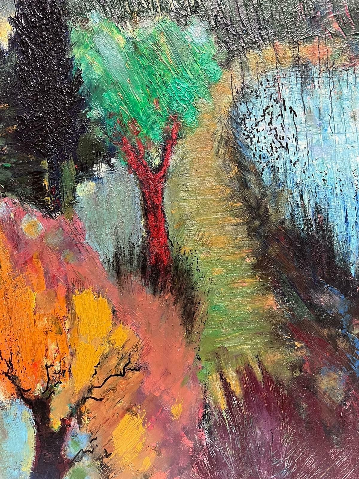 Andre Guilloufrench Modernist Large Oil Painting Autumn Trees In Provence Landscape D. 2002 photo 1532.0