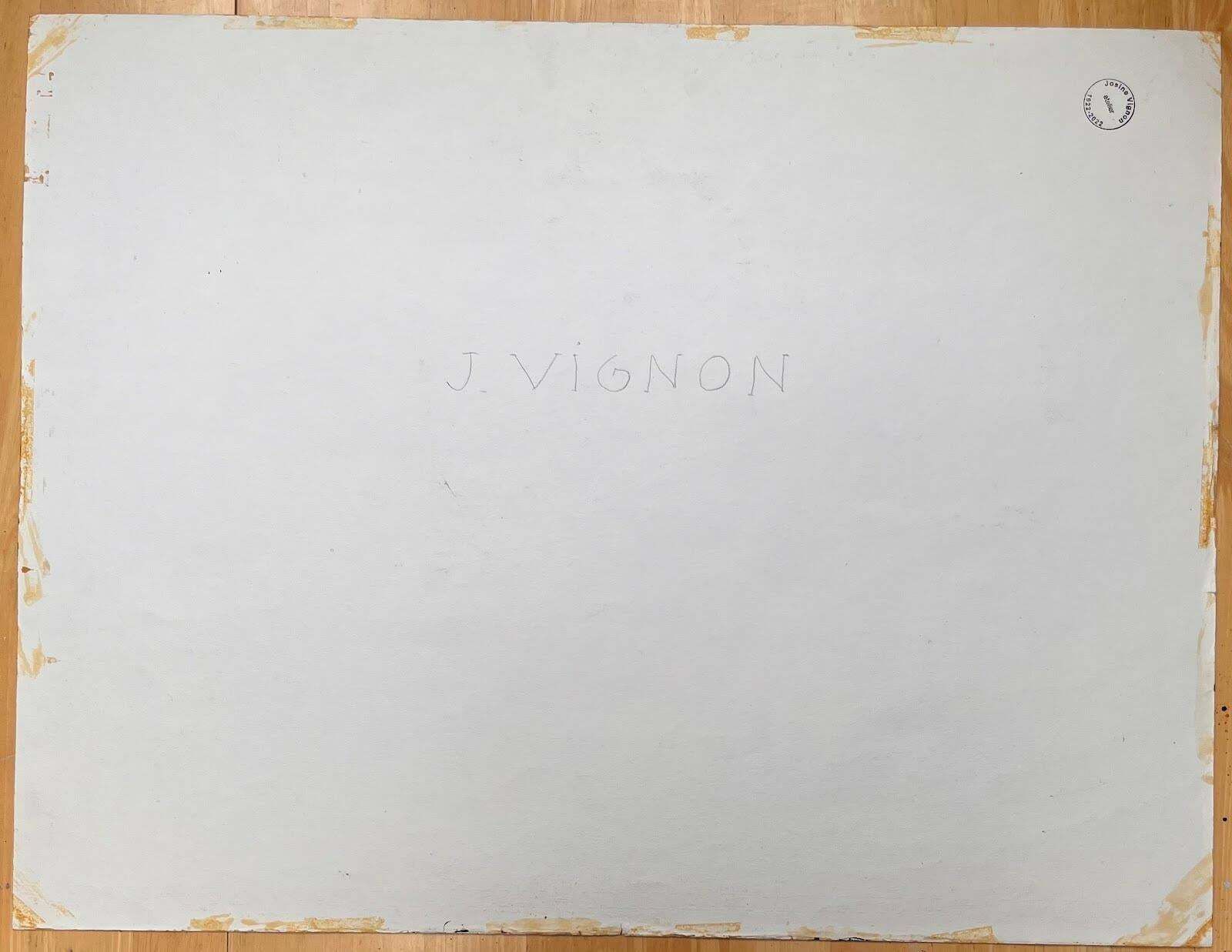 Josine Vignonmid Century French Original Ink Drawing Of A Rural Landscape With Cows1950's photo vinterior