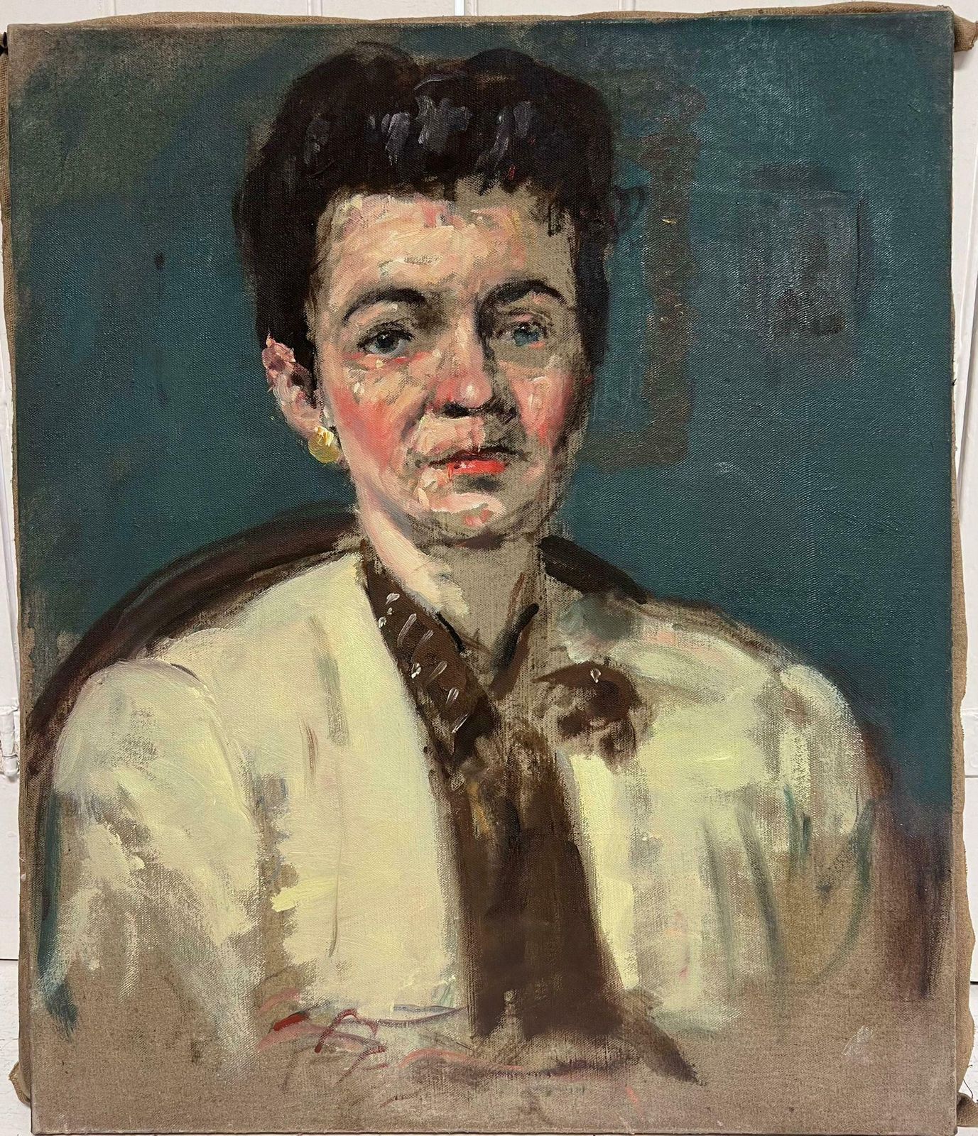 French School1930's French Portrait Of Lady Impressionist Oil Painting On Canvas1930 photo furniture