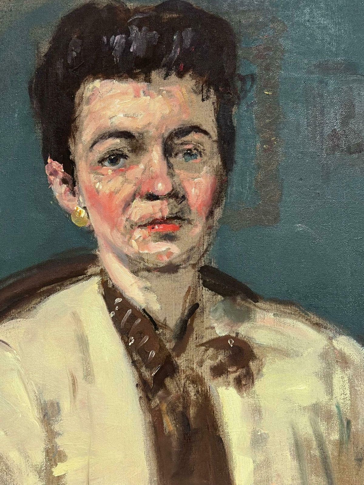 French School1930's French Portrait Of Lady Impressionist Oil Painting On Canvas1930 photo for sale