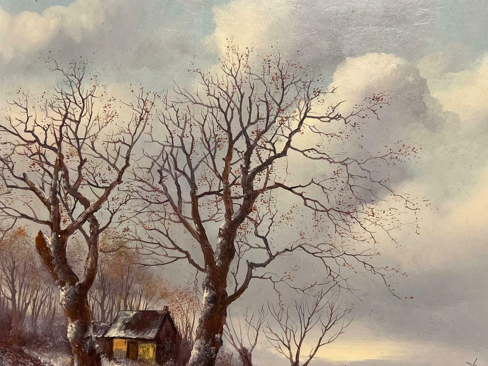 Dutch Schoolfigures Playing On The Ice Traditional Dutch Winter Scene Signed Oil Painting photo buy