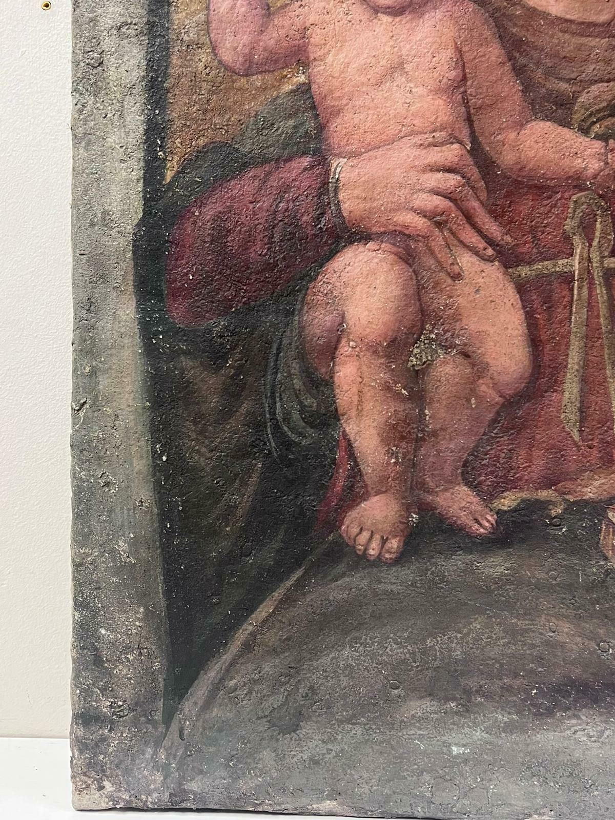 19th Century Italian Schoolrenaissance Style Italian Old Master Painting Madonna & Child Tender Embrace photo 2443.0
