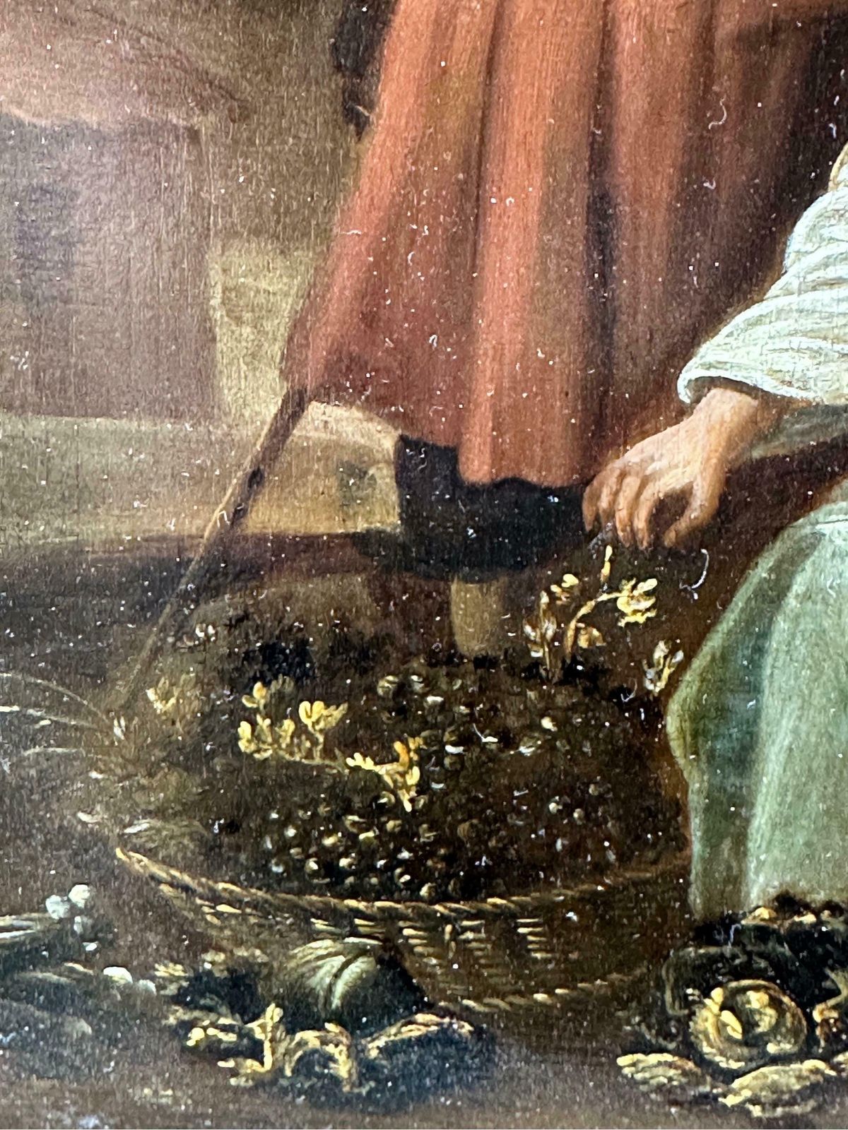 photo furniture Flemish Old Master17th Century Dutch Flemish Old Master Oil On Panel Figures Grape Harvest