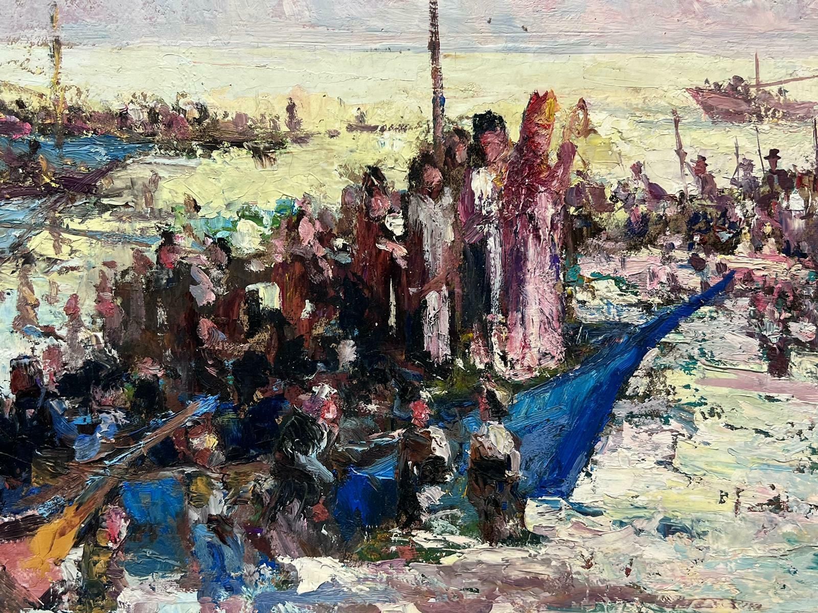 Leon Hatotvintage French Oil Painting Waving Of The Sailors Gathering photo Art