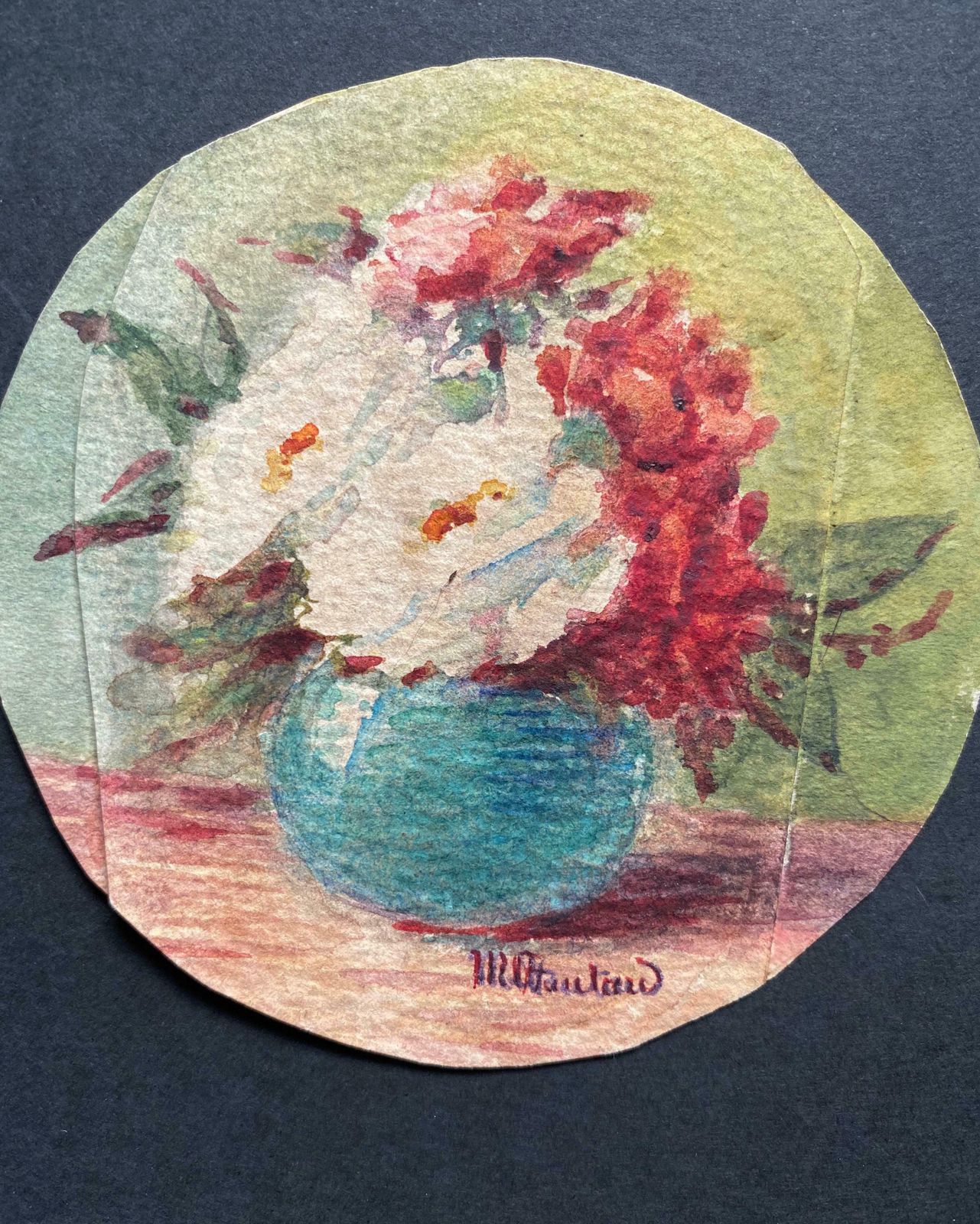 Marie Amelie Chautard Carreauearly 1900's French Impressionist Signed Flower Watercolours Y Marie Carreauc. 1900's photo Art