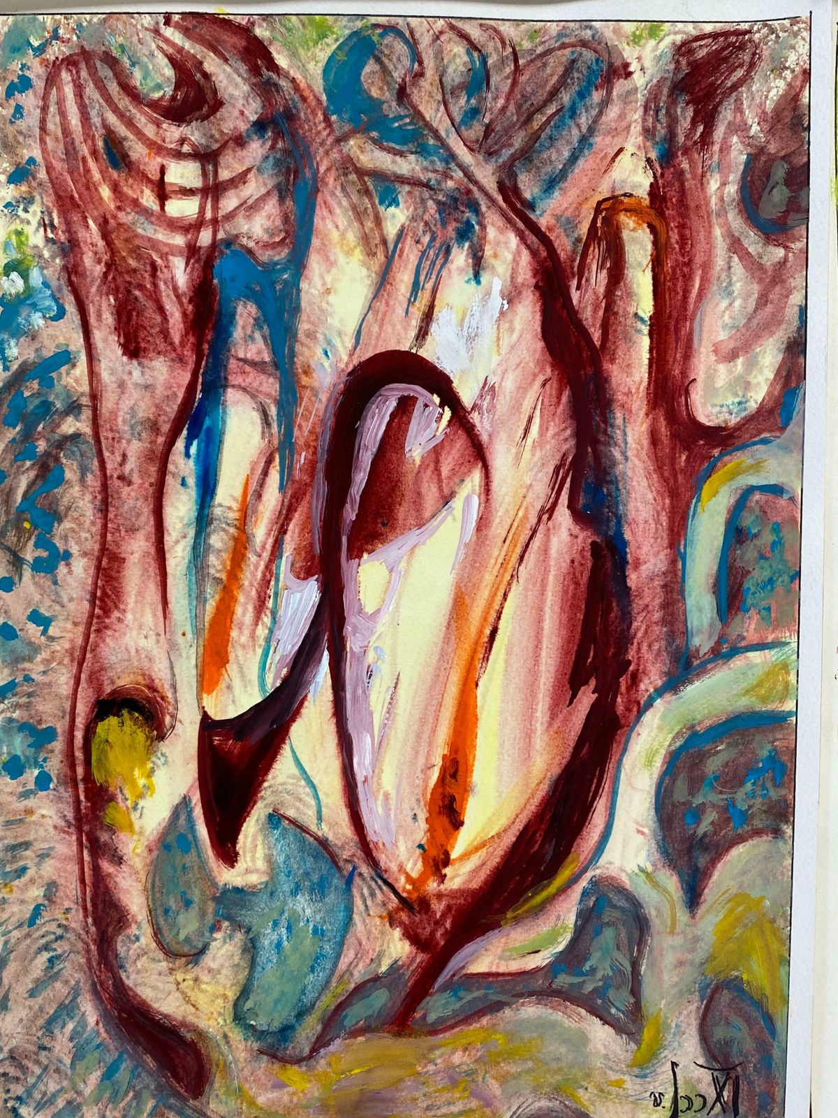Unknownset Of 9 Original French Abstract Oil Paintings   Each Signed & Dated C. 1993 photo furniture