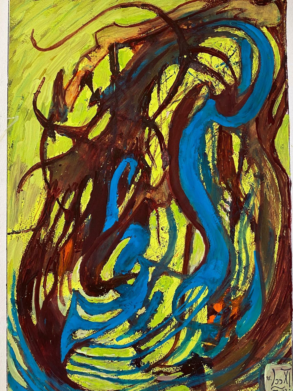 photo for sale Unknownset Of 9 Original French Abstract Oil Paintings   Each Signed & Dated C. 1993