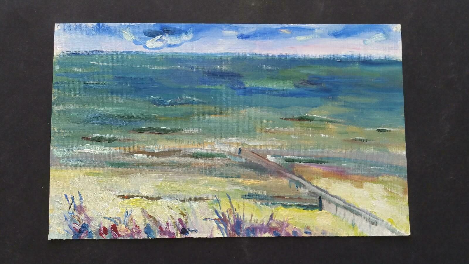 photo furniture Unknown20th Century French Oil Painting A Summer Sea Viewlate 20th Century