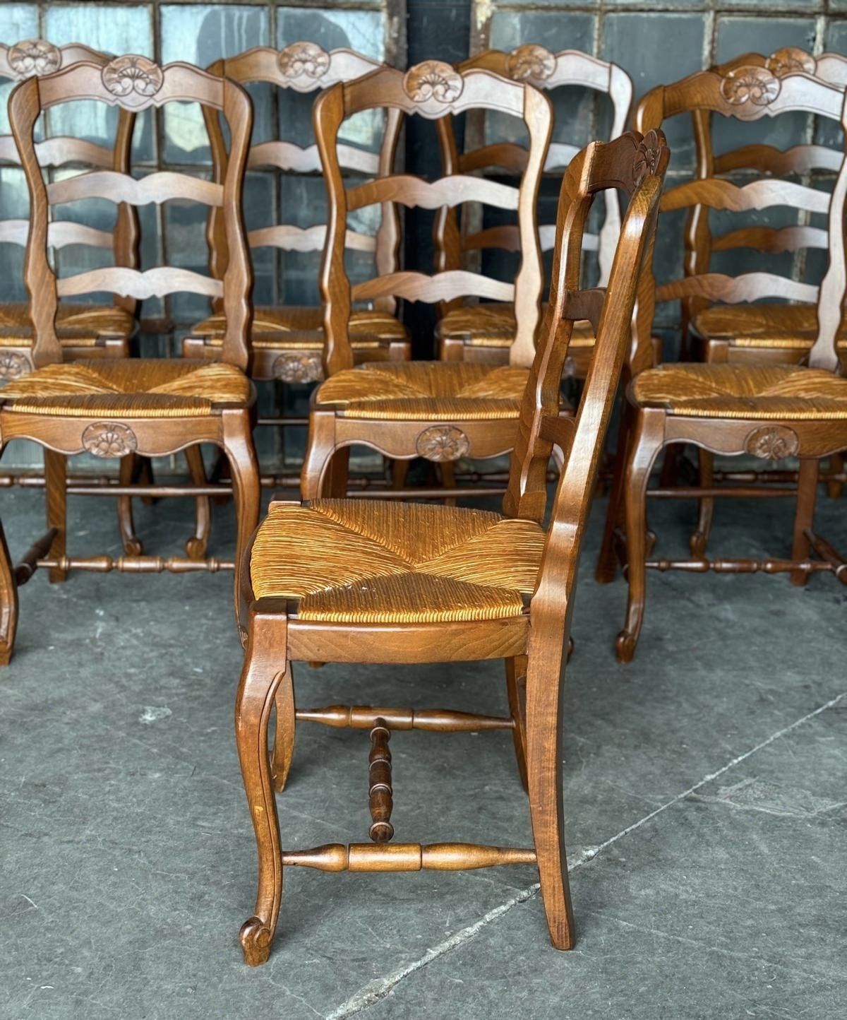 Set 8 French Country Ladder Back Dining Chairs photo 850.0