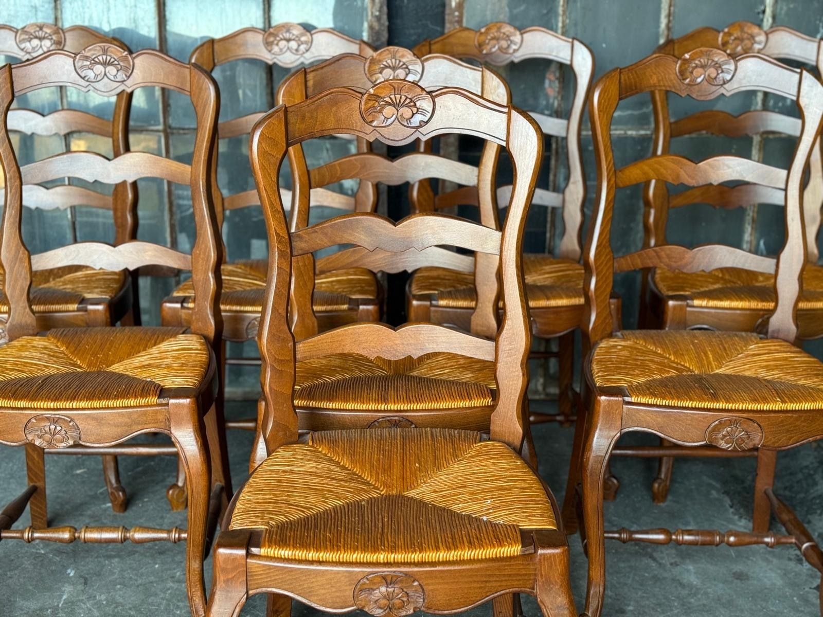 photo furniture Set 8 French Country Ladder Back Dining Chairs