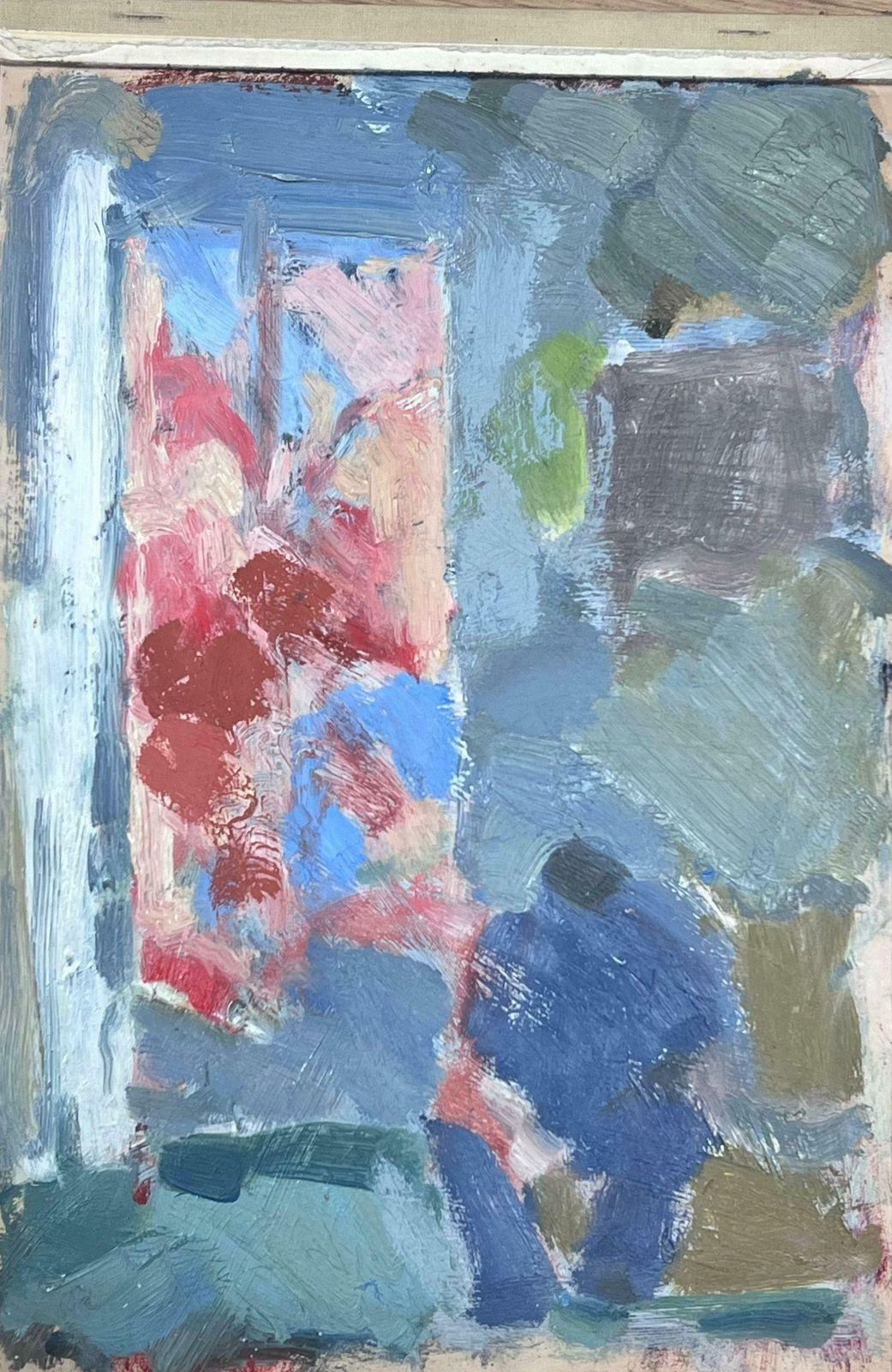 Elisabeth Hahn20th Century German Modernist Oil Painting Red Window Blue Interior 20th Century photo furniture