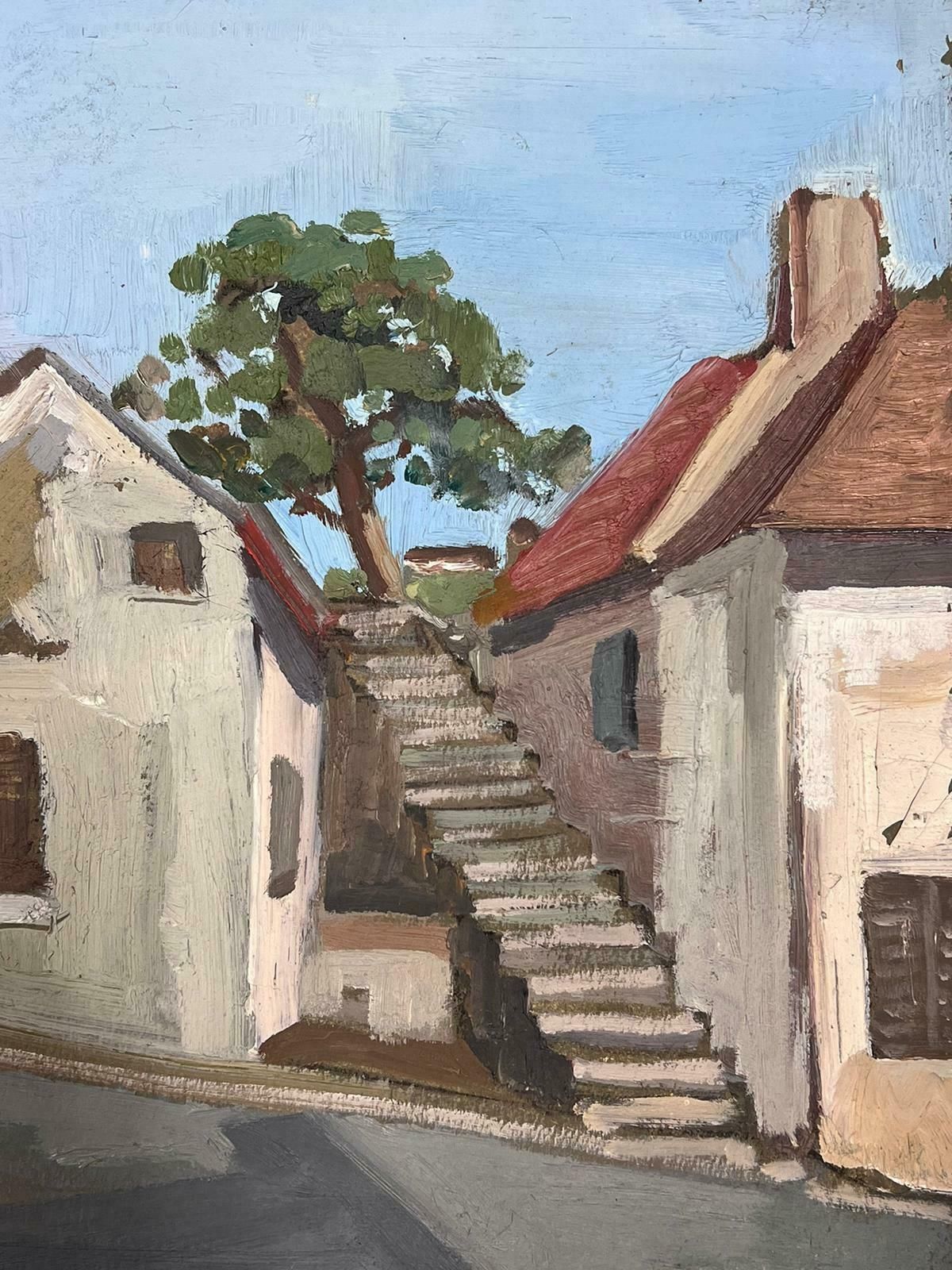 Y Blanchon1950's French Impressionist Painting Steps Leading To Village Church1950's photo Art
