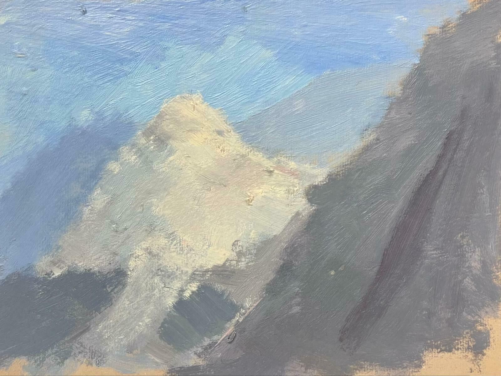 Elisabeth Hahn20th Century German Modernist Oil Painting White Mountains In Blue Sky20th Century photo for sale