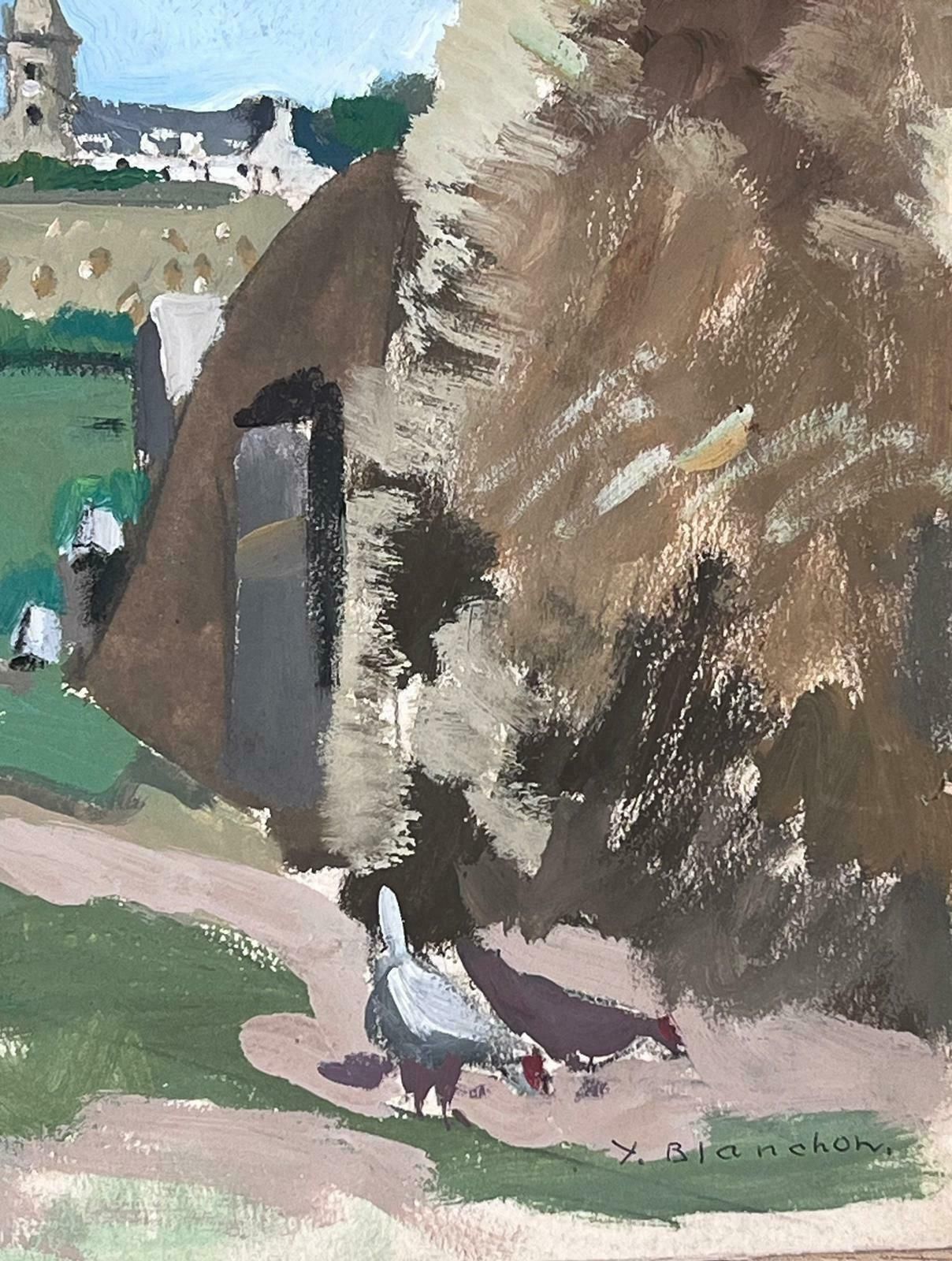 Y Blanchon1950's French Impressionist Painting Farm Farm Yard Courtyard Landscape1950's photo furniture