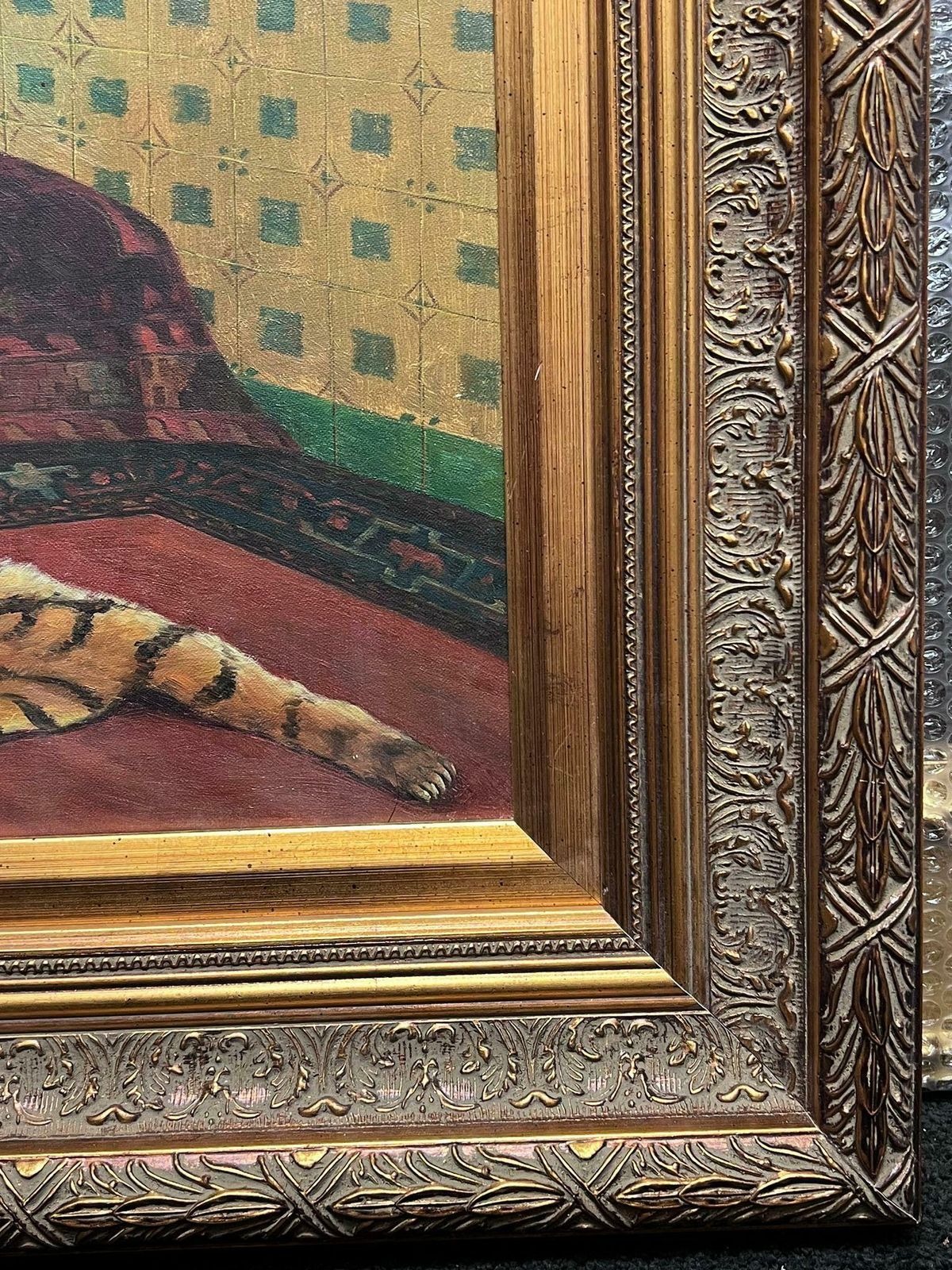 French Schoolfrench North African Orientalist Oil Painting Hareem Interior Two Ladies photo 2298.0