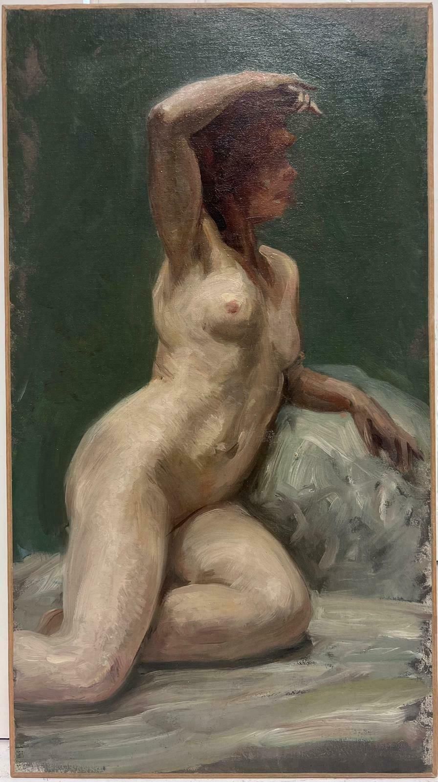 French Impressionist Oil1890's French Impressionist Oil Painting Studio Portrait Of A Nude Lady Model