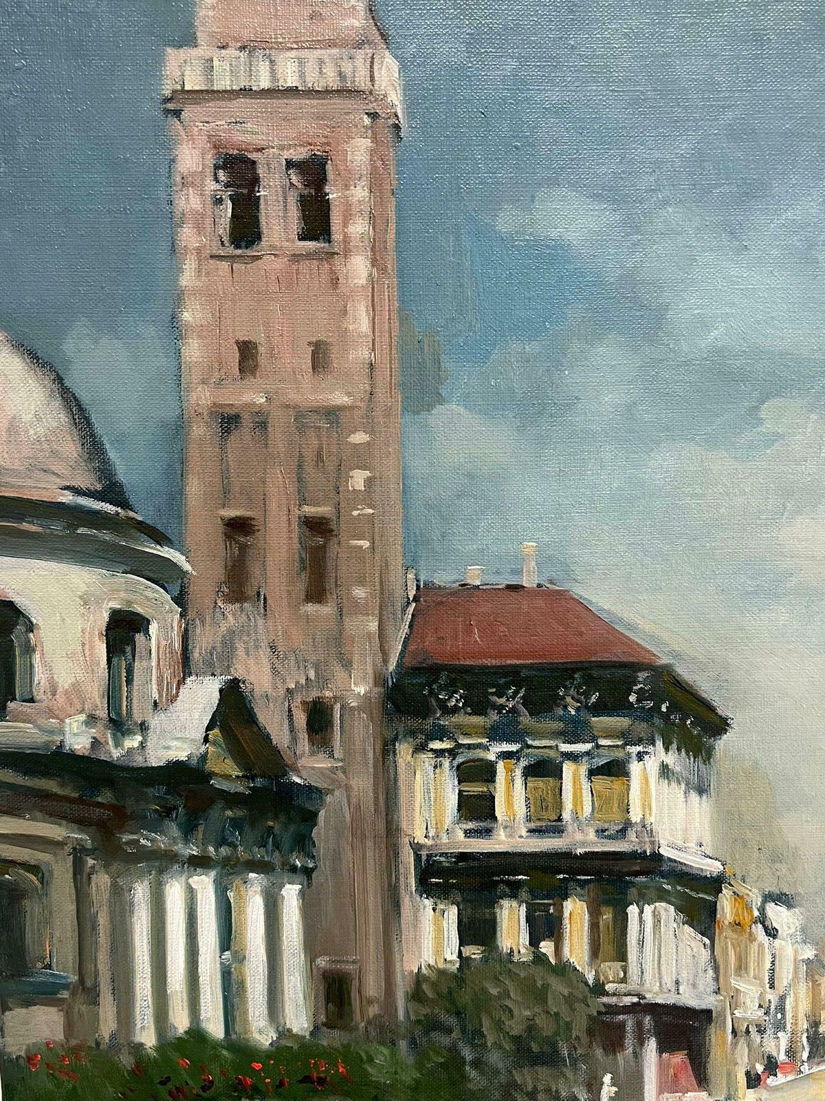 Russian Schooltranquil Venetian Canal Backwater By Russian Impressionist Artist, Signed photo for sale
