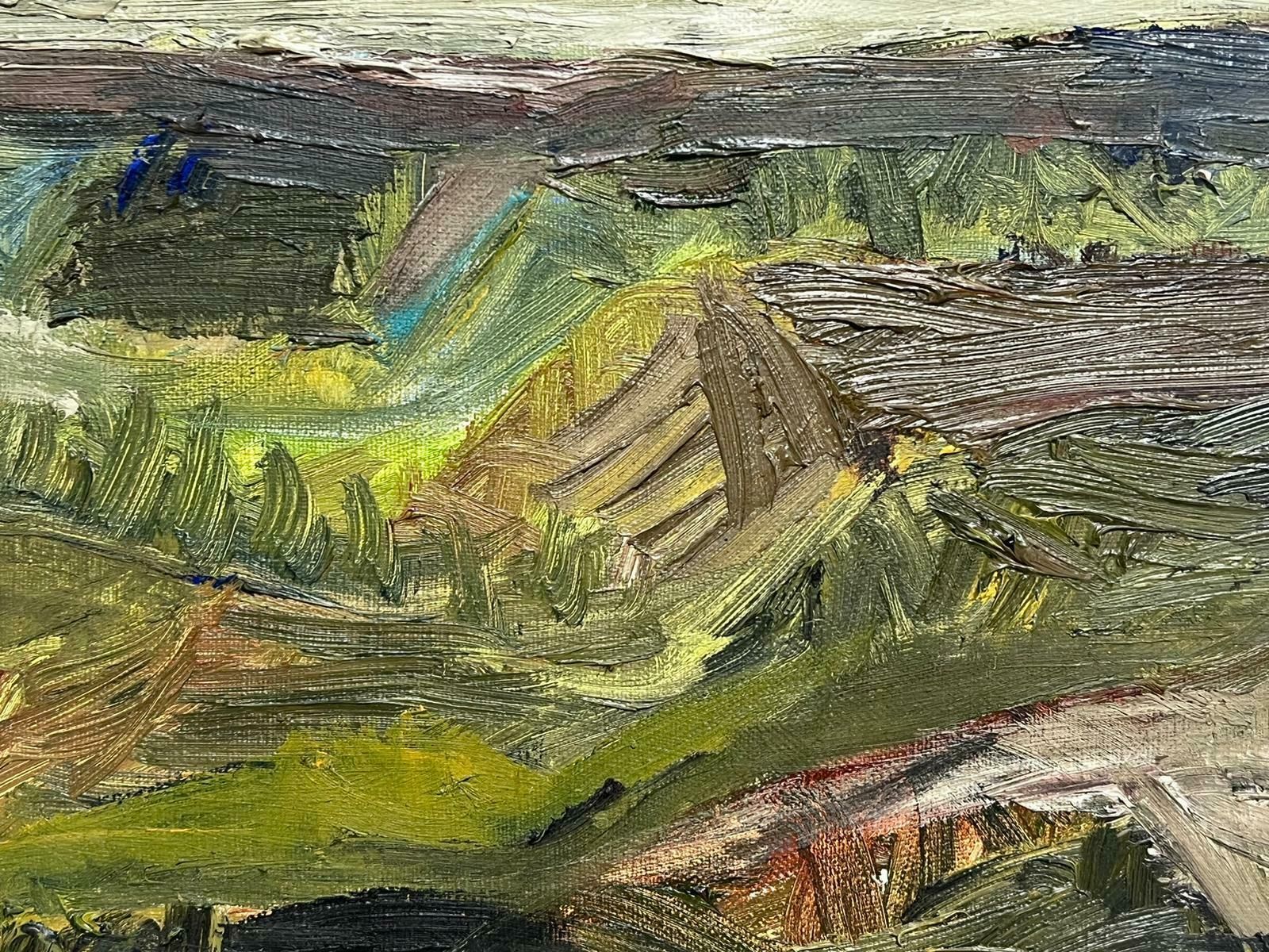 French School French Expressionist Sludgy Green & Brown Landscape Very Thick Oil Impasto photo Art