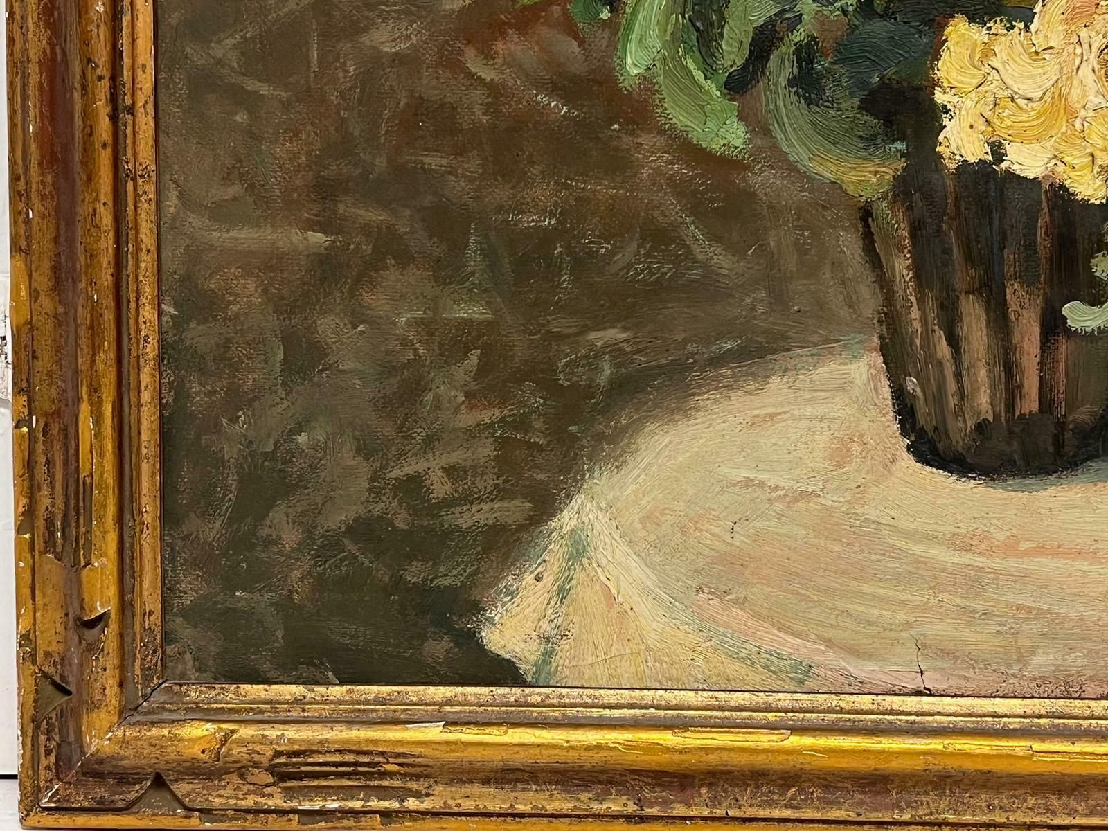 Denise Dardel1940's French Post Impressionist Signed Oil Flowers In Vase Period Gilt Frame1944 photo buy