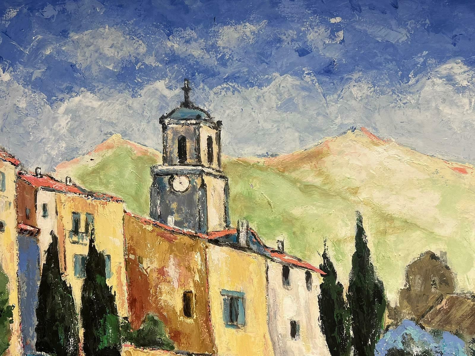French Schoolhuge French Impressionist Signed Oil The Luberon Provence Hilltop Village2016 photo 1889.0