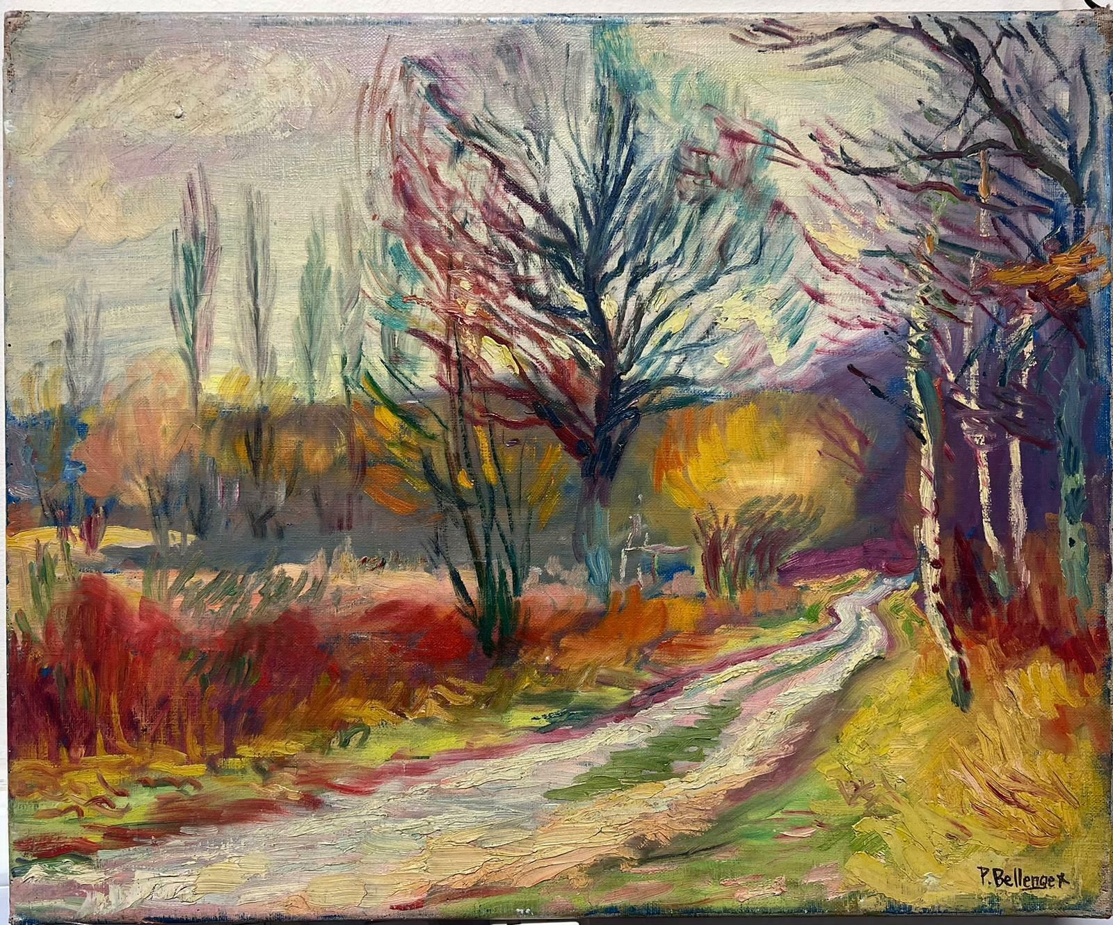 P. Bellenger (French Impressionist)20th Century French Impressionist Oil Painting Autumnal Landscape Large Canvas photo furniture