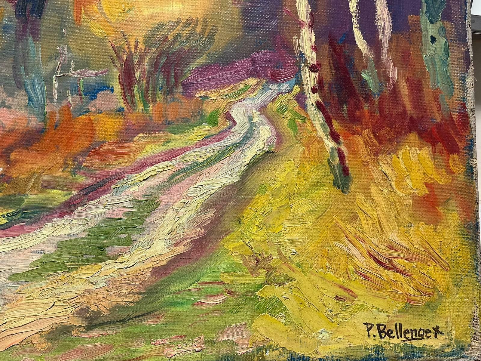 P. Bellenger (French Impressionist)20th Century French Impressionist Oil Painting Autumnal Landscape Large Canvas photo for sale