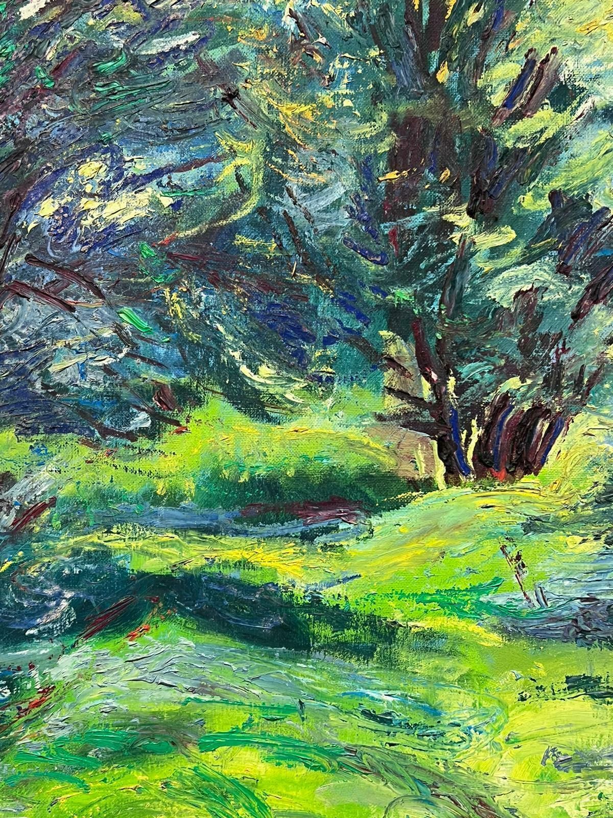 P. Bellenger (French Impressionist)20th Century French Impressionist Oil Painting Lush Green Woodland Dappled Light photo furniture