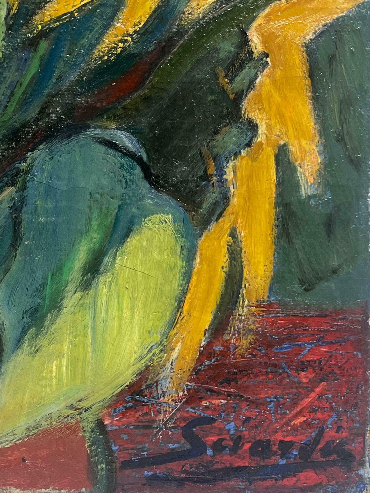 French Schoolsunflowers In Vase Mid 20th Cent French Post Impressionist Signed Oil Painting photo Art