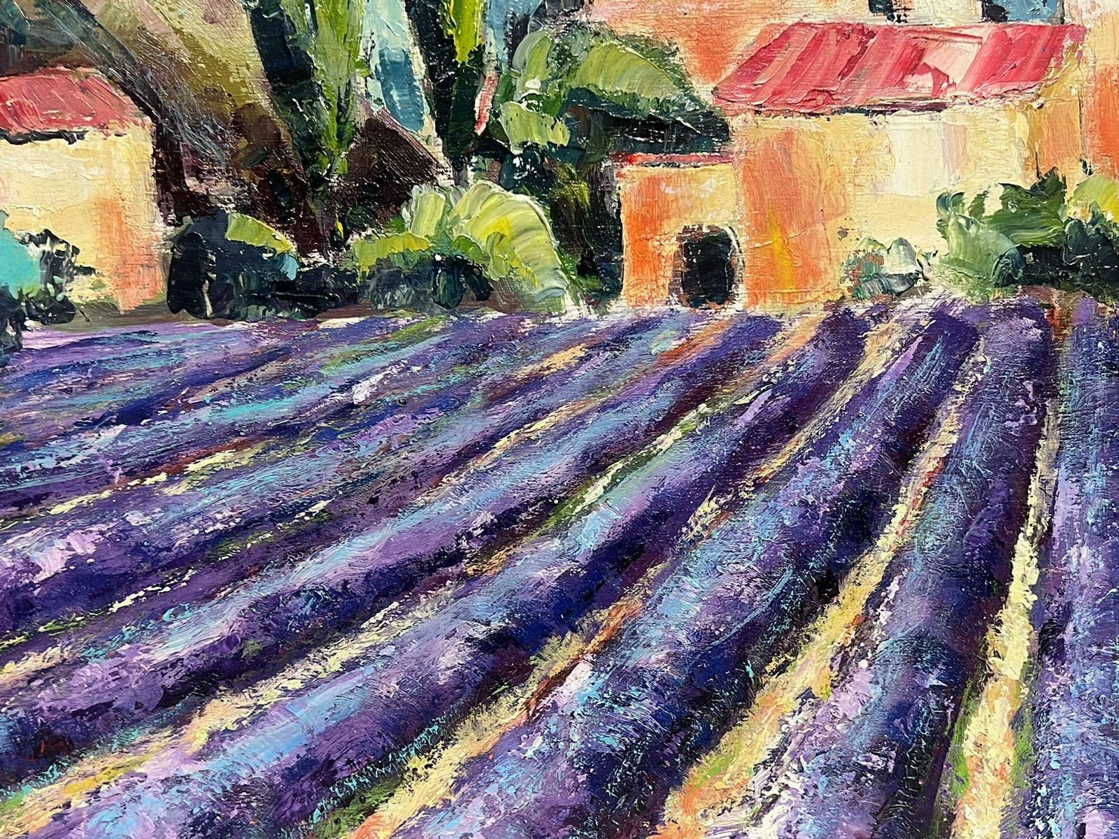 French Schoollavender Fields In Provence Old Stone Mas Houses Large French Oil Painting photo vinterior