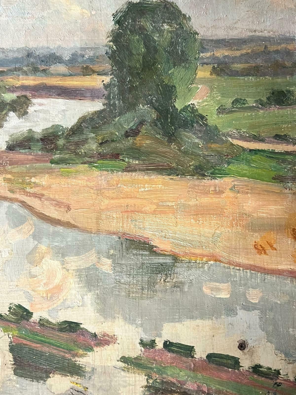Suzanne Crochet1930's French Post Impressionist Oil Painting Winding River Landscape Sketchc. 1930's photo for sale