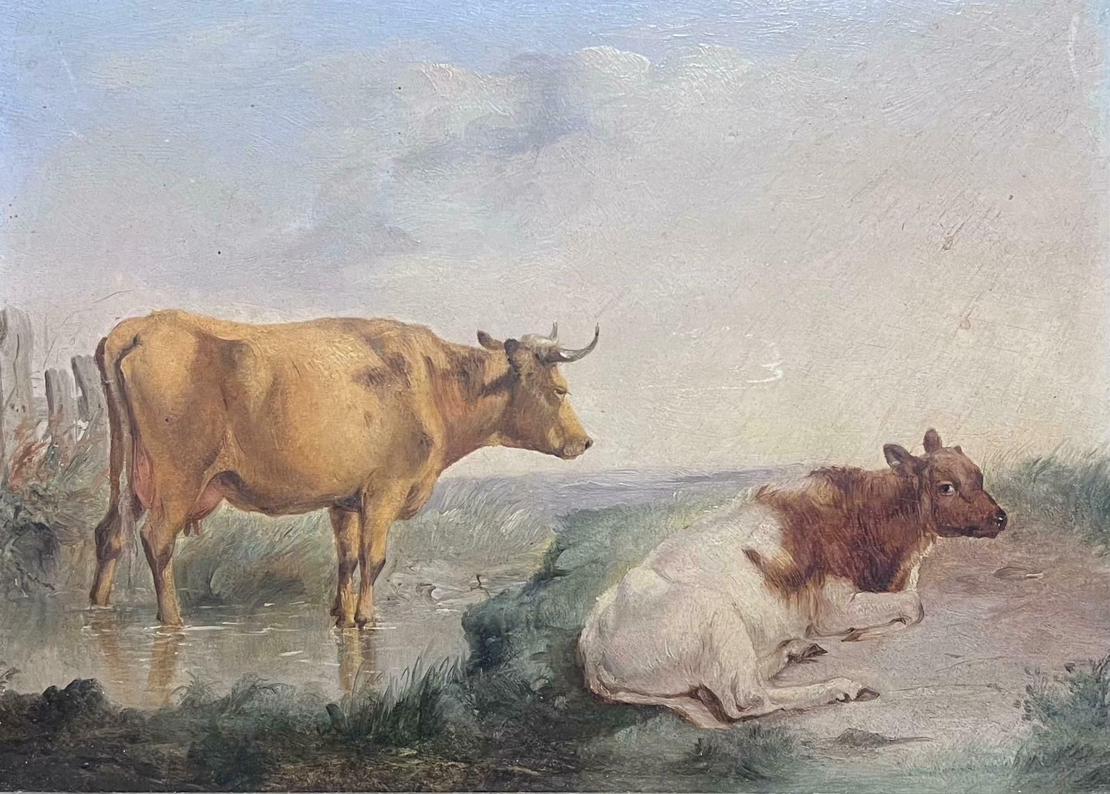 English Victorian Artistcattle In Pastoral Landscape By Stream Victorian English Oil Painting Gilt Frame photo furniture
