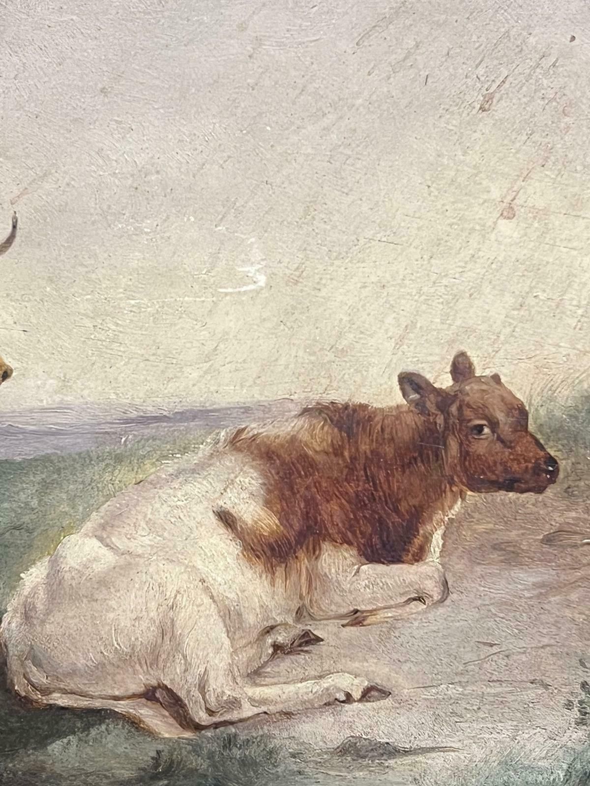 English Victorian Artistcattle In Pastoral Landscape By Stream Victorian English Oil Painting Gilt Frame photo 1022.0
