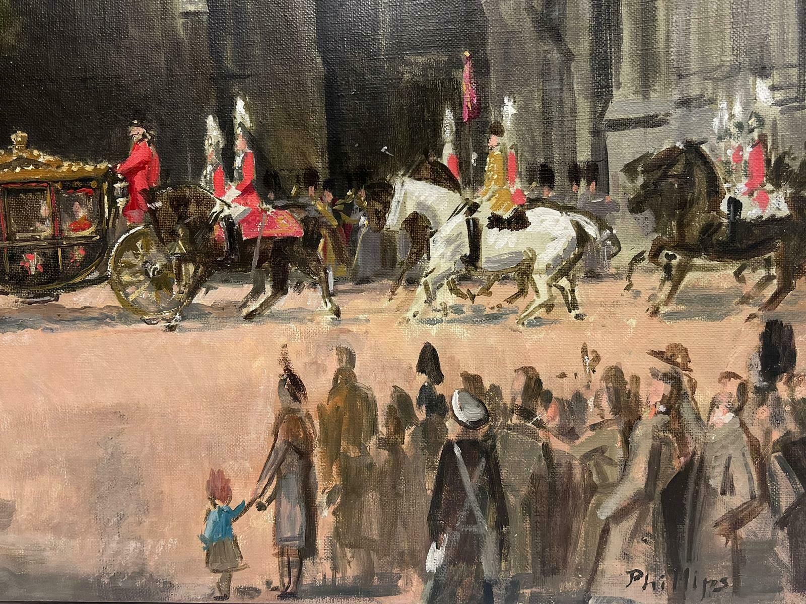 Patrick Edward Phillips The Queen's Coronation 1953 Original British Oil Painting Canvas State Carriage1953 photo 3013.0