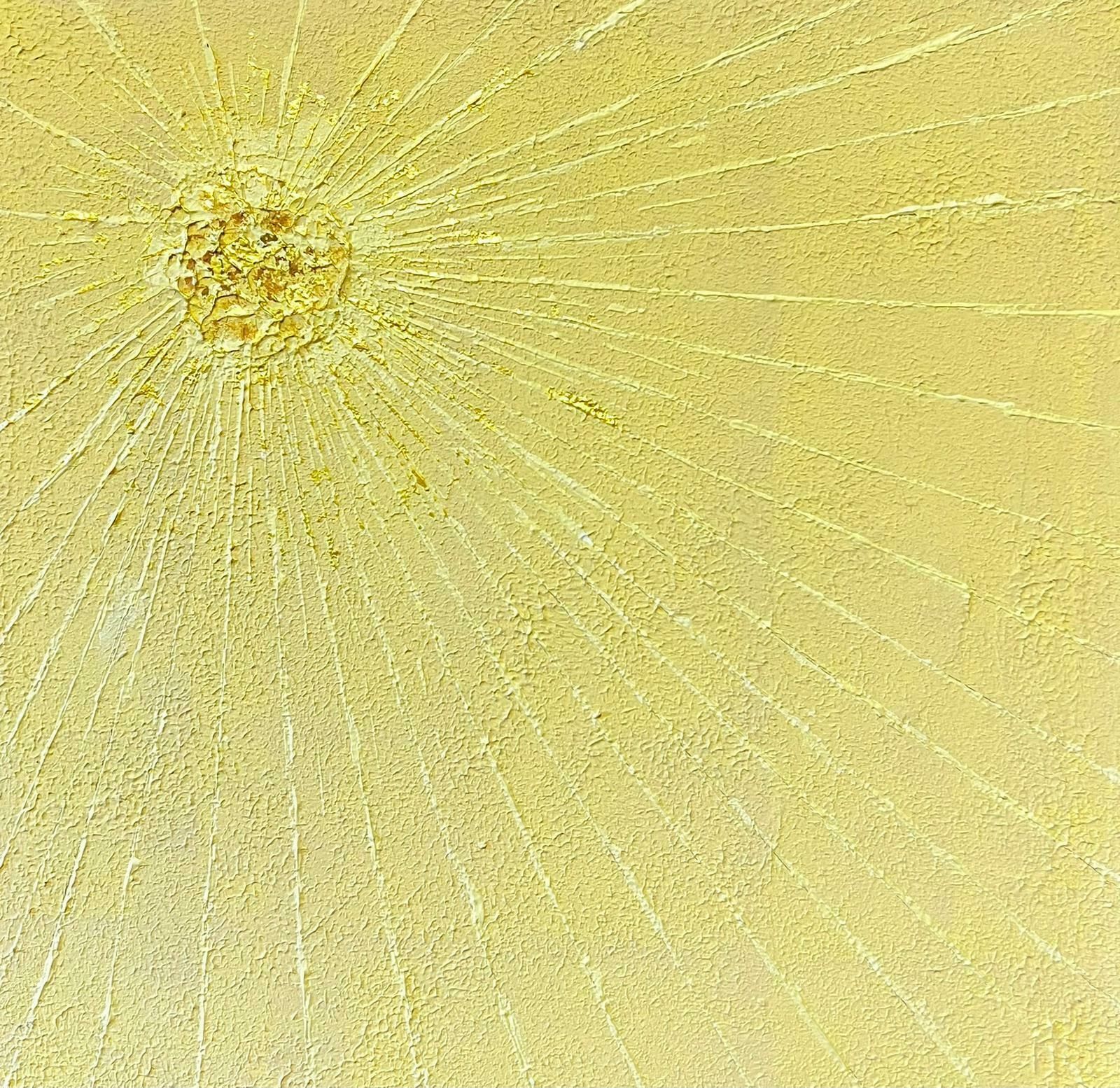 Contemporary British Yellow Sun British Symbolist Oil Painting On Canvas Bright Yellow Thick Paint photo for sale