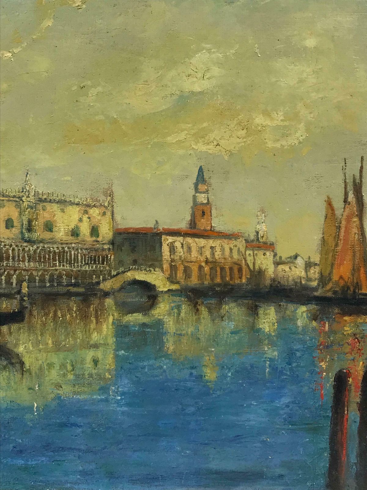 French School1900's French Impressionist Oil Doges Palace Piazza San Marco Venice Sunlight photo for sale