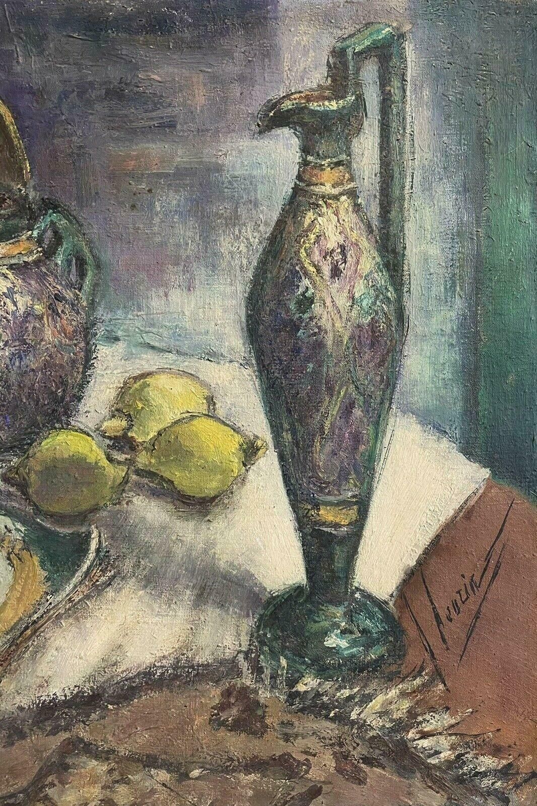 Unknown1940's French Still Life Post Impressionist Signed Oil Still Life Lemons Etc photo Art