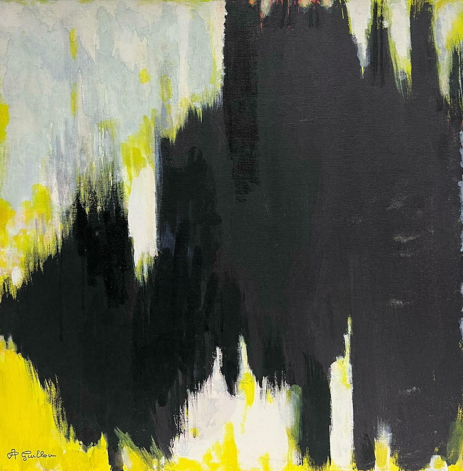 Andre Guilloublack Yellow & White Expressionist French Oil Painting Square Shape Canvas