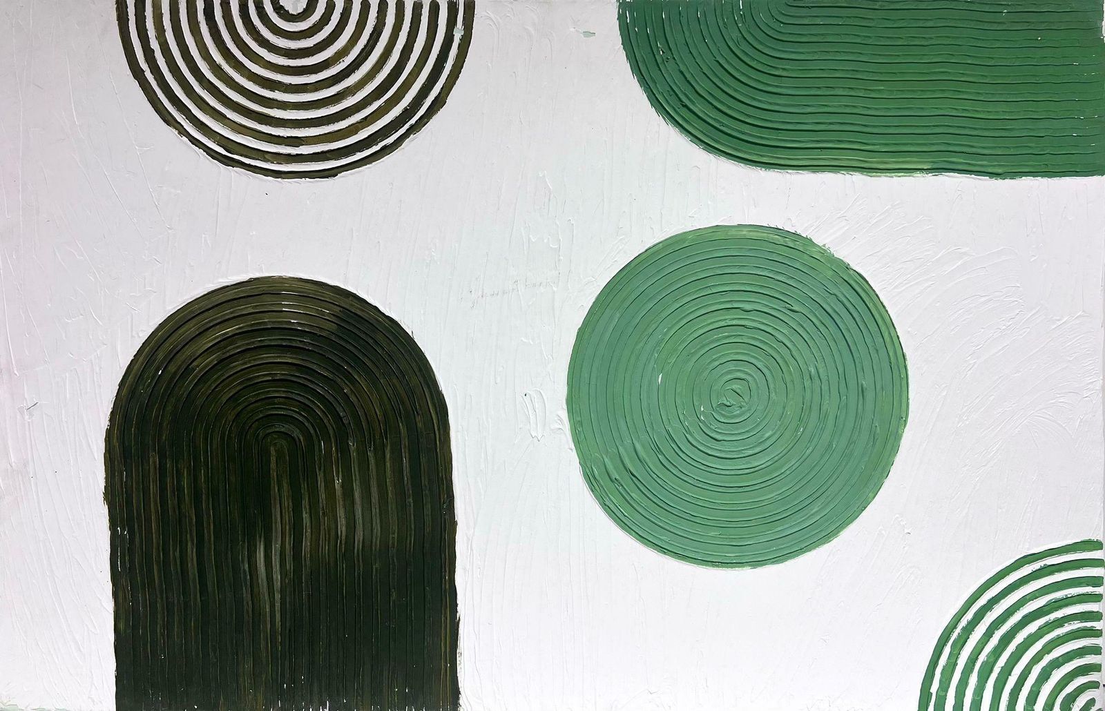 French Schoolcontemporary French Abstract Painting Thick Spirals And Circular Shapes Huge Oil
